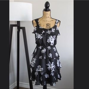 Silky/satin floral ruffle dress